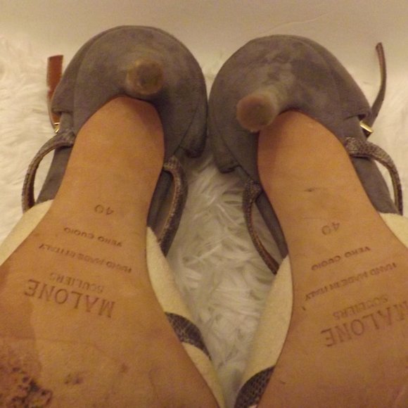 MALONE SOULIERS GRAY & BEIGE Heel SIZE 40 - Picture 2 of 9